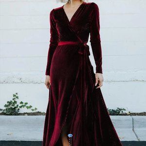 Jada Ribbed Velvet Wrap Dress - Only worn once, like new